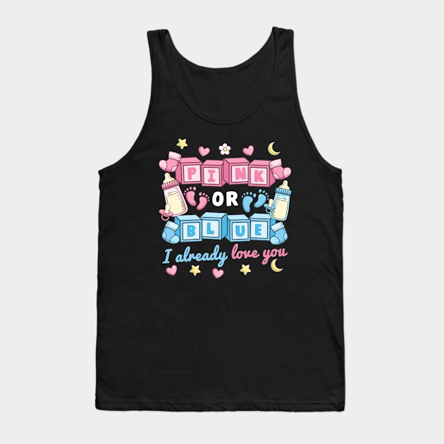 Pink or Blue Gender Reveal Tank Top by KAWAIITEE